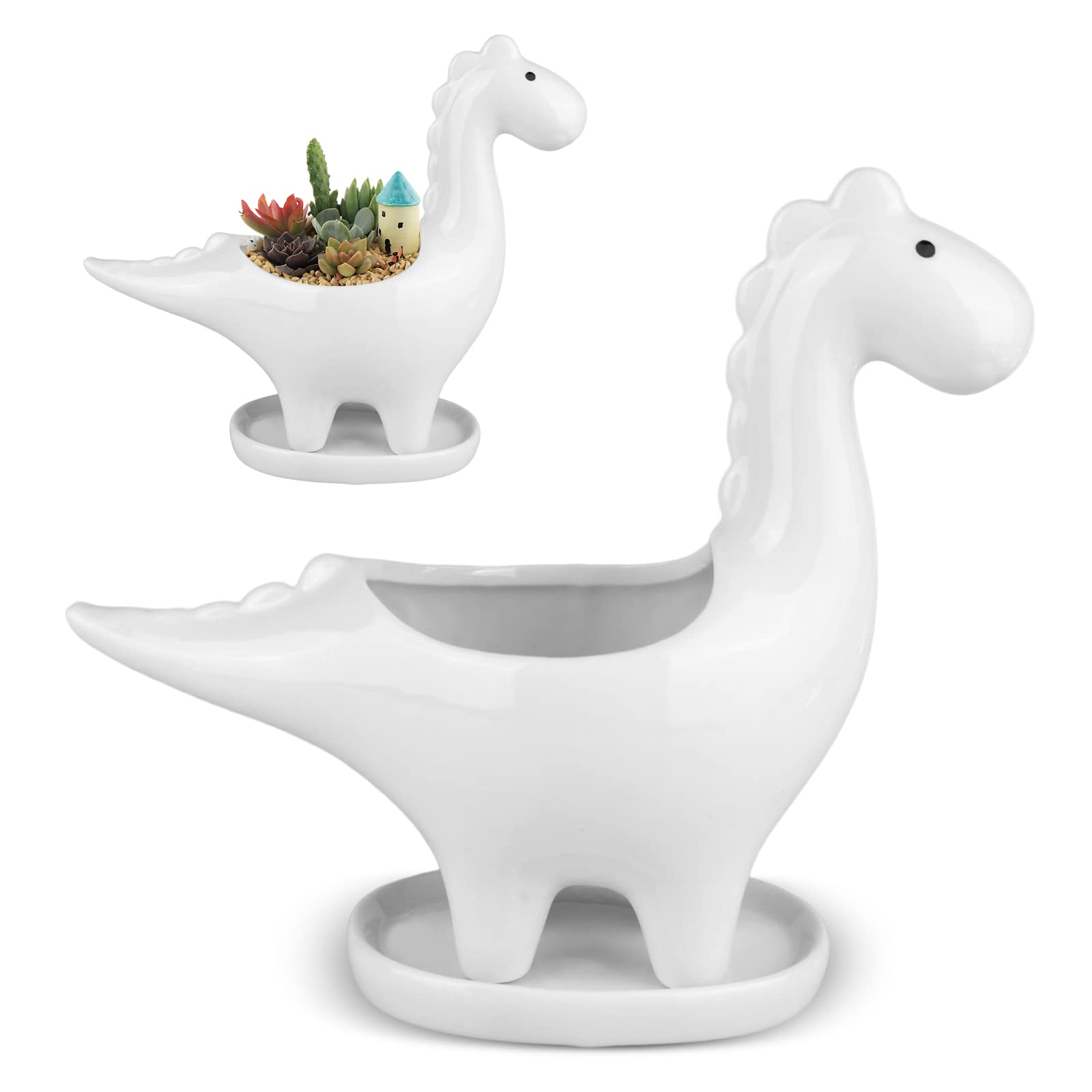 HOMURY Flower Pot Dinosaur Flower Pot Ceramic Plants Flower Pots Succulent Pots Flower Pots Art Deco Ceramic Vase for Desktop, Office, Patio etc, Art Vase Garden Home Decoration