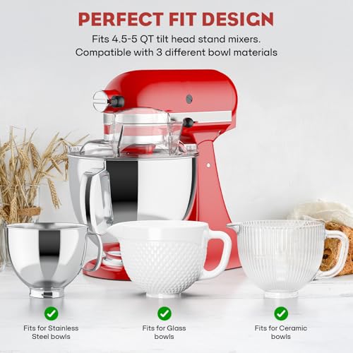 GVODE Pouring Shield for KitchenAid Mixer, Compatible with KitchenAid 4.5-5 QT Tilt-Head Stand Mixers, Detachable Body with Flip-top Feed-inlet Lid, Fits Stainless-Steel, Glass, and Ceramic Bowls. by GVODE - Image 2