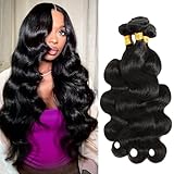Body Wave Human Hair Bundles 3 Bundles de Cheveux Humains 100% Brésiliens Vierges et Bruts - Mèches pour Extensions 18 18 18Pouces Couleur Naturelle