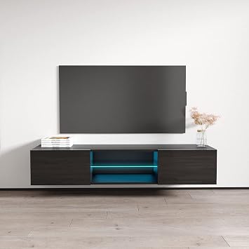 Meble Furniture Fly Type-33 Floating TV Stand Modern High Gloss Storage Cabinets 63 Inches Black