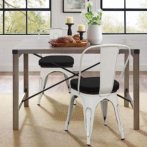 Baibu 14X14 Inches Metal Chairs Cushions With Ties Set Of 4, Non-Slip Metal Dining Chair Pads Kitchen Chair Cushions With Machine Washable Cover - 4 Cushions Only (Black, 14X14X1.5In) #TOP1