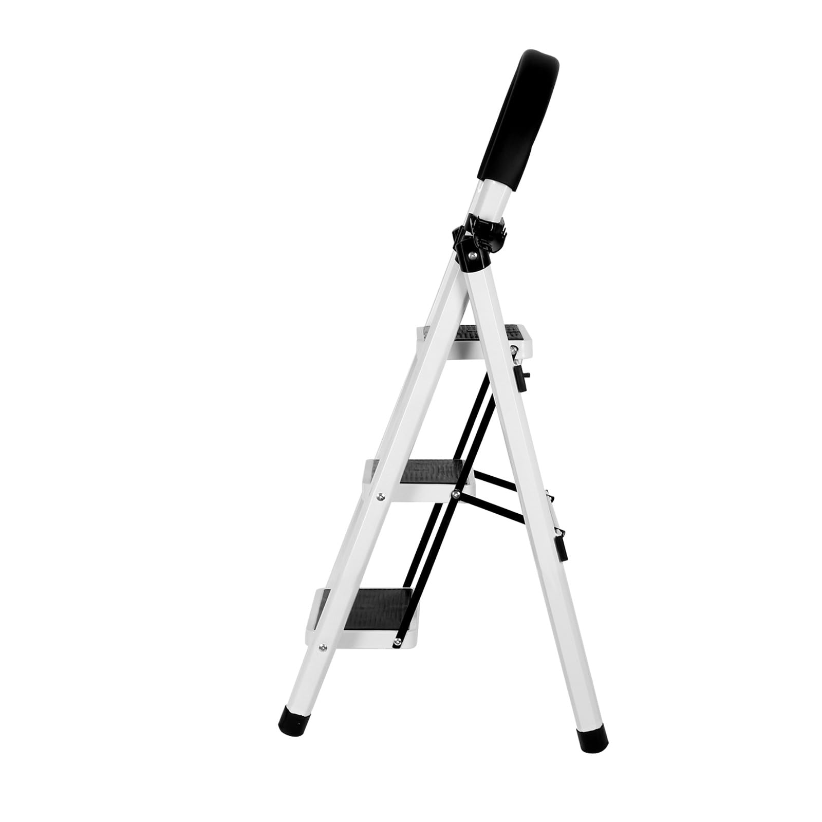 Marchepied Robuste Pliable de Bricolage, Escabeau à 3 marches - Prend Peu de Place et se Range Facilement - en Aluminium-104 x 57 x 41,5 cm - 3 marches (Blanc)