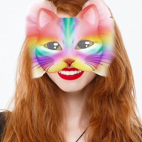 Therian-Masken-Set zum Selbermachen, leere Katzenmaske mit Filzstoff, Therian-Masken-Set für Jungen und Mädchen, inklusive Blanko-Katzenmaske, Kunstfellstoff, Filzstoff, Kunststoffnetz, Cosplay-Party