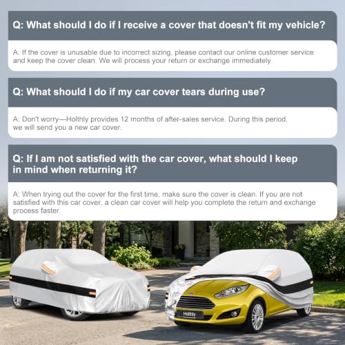 Image of 10 Layers Hatchback Car Cover Custom Fit for Ford Fiesta (1989-2023), Waterproof All Weather for Automobiles, Outdoor Full Cover Sun Dust Rain Protection with Cotton. Silver