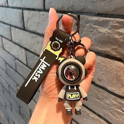 Image of Cute Cartoon Character Silicone 3D Key Chain with Strap Charm & Metal Hook, Merchandise Key Rings Gift for Kids Girls Boys Men & Women