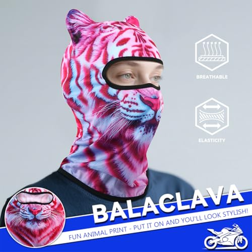 Image of 3D Cat Ski Balaclava Sheisty Face Mask with Ears Cute Animal Ski Mask for Music Festivals Raves Party Outdoor Activities