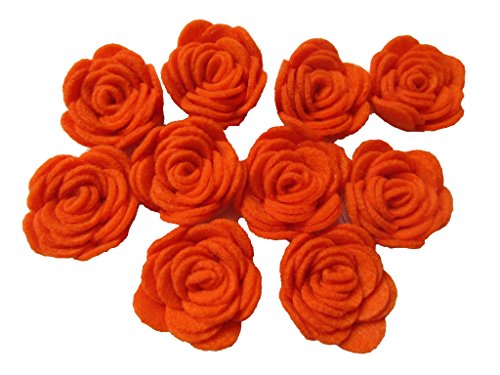 Image of YYCRAFT Pack of 20PCS Felt Rose 1.5 inch 4D Flower Applique /Bow (Halloween Orange)