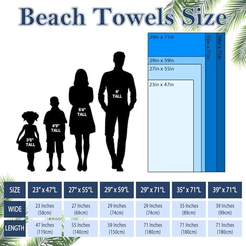 Personalized Beach Towels for Kids & Adults - Cotton/Microfiber Custom Beach Towel with Name - Fast Drying Thin Lightweight - 6 Sizes for Beach, Travel, Pool, Bath Decor — view 7