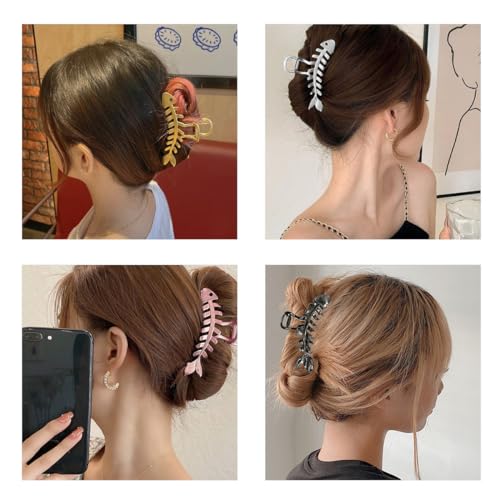 Kuuguu Hair Clip, 4 Pcs Fish Bone Shape Claw Clips thumb #6
