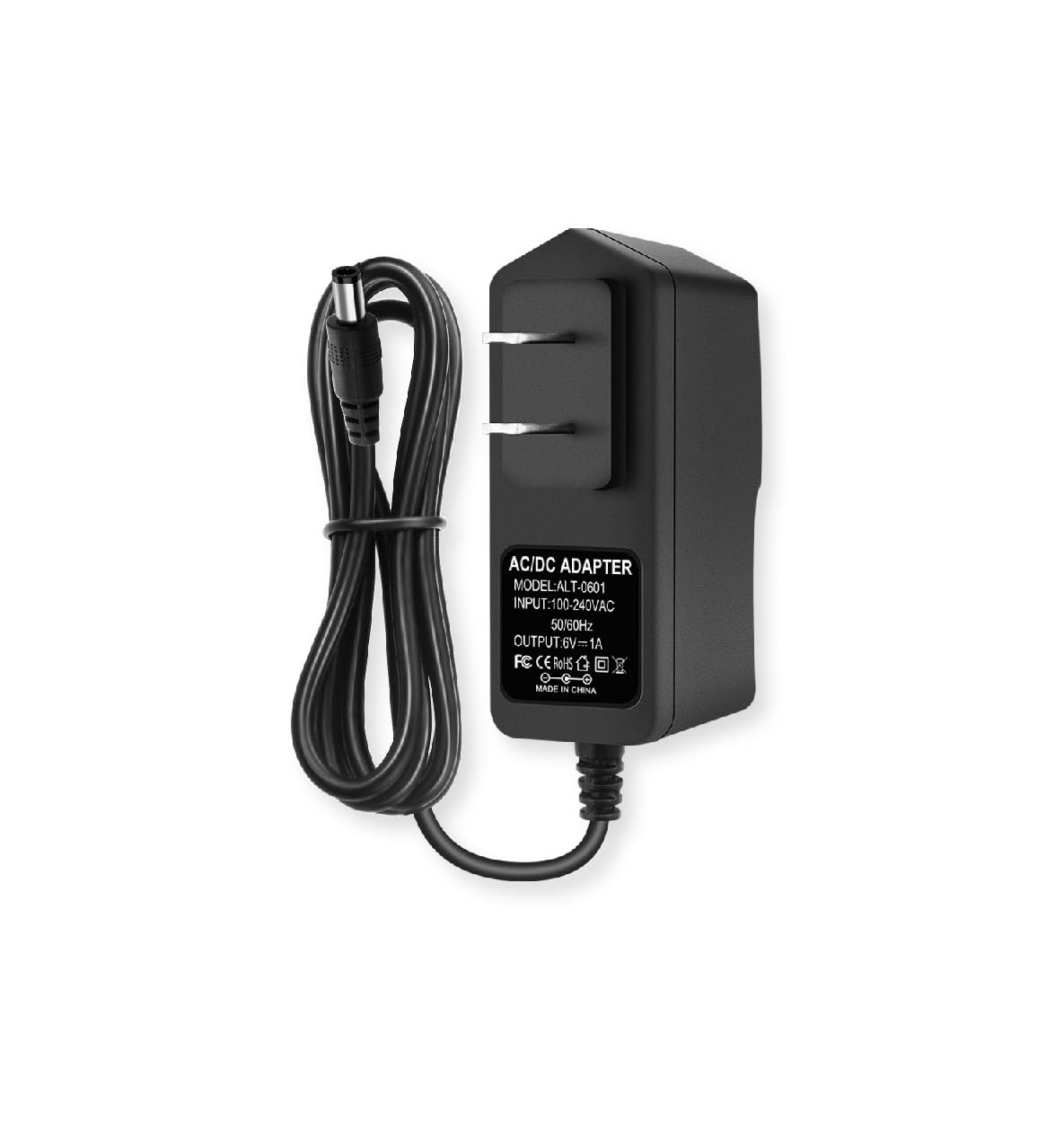 6V DC Power Supply 1A Universal AC Adapter, 100-240V 50/60Hz Adapter to 6 Volts 1Amp Transformer, DC 6V Power Cord, 5.5mm x 2.5mm Plug