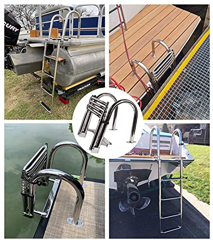 Escalera plegable para piscina y bote 4 pasos acero inoxidable miniatura 7