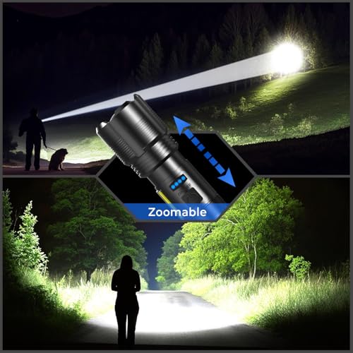 Image of Svoko Torch Light High Power Rechargeable, IPX7 Waterproof Led Charging Flashlight High Beam 800m Long Range with 7 Light Modes, Magnetic, Adjustable Portable Powerful Torchlight for Camping, Outdoor