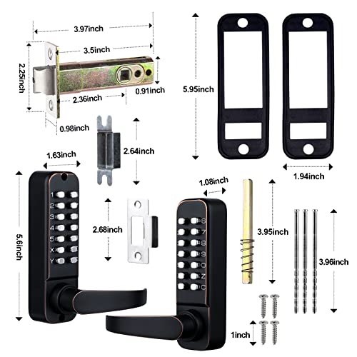 Codace Keyless Entry Door Lock With Keypad, Double Sided Keypads Door Lock With Handle, Digital Front Door Lock Set, Combination Mechanical Gate Lock For Outdoor Fence, Passage Mode- Not Deadbolt Lock #TOP6