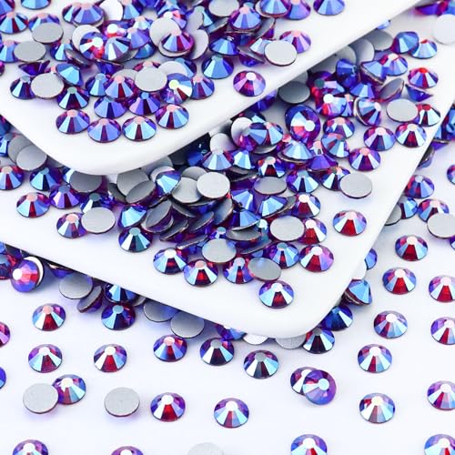Image of Flatback Crystal Rhinestones Round Gems for Nail Art and Craft Clothes Glue Fix, Fucshia AB (2.9-3.0mm) SS12 /1440PCS