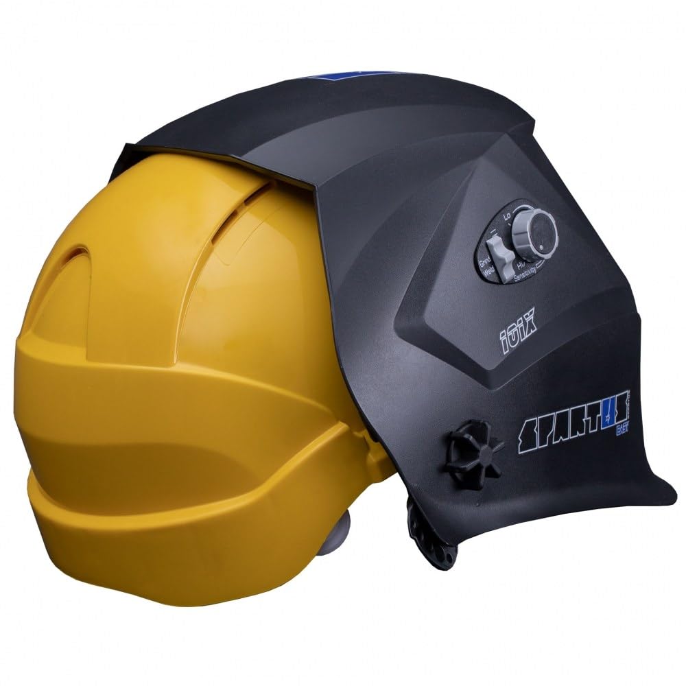 SPARTUS Schweißhelm Automatik mit Schutzhelm - Automatischer Schweißhelm 1/1/1/2 für Baustelle & Industrie - Schweißmaske MIG Wig MMA - Bestschweissen.de