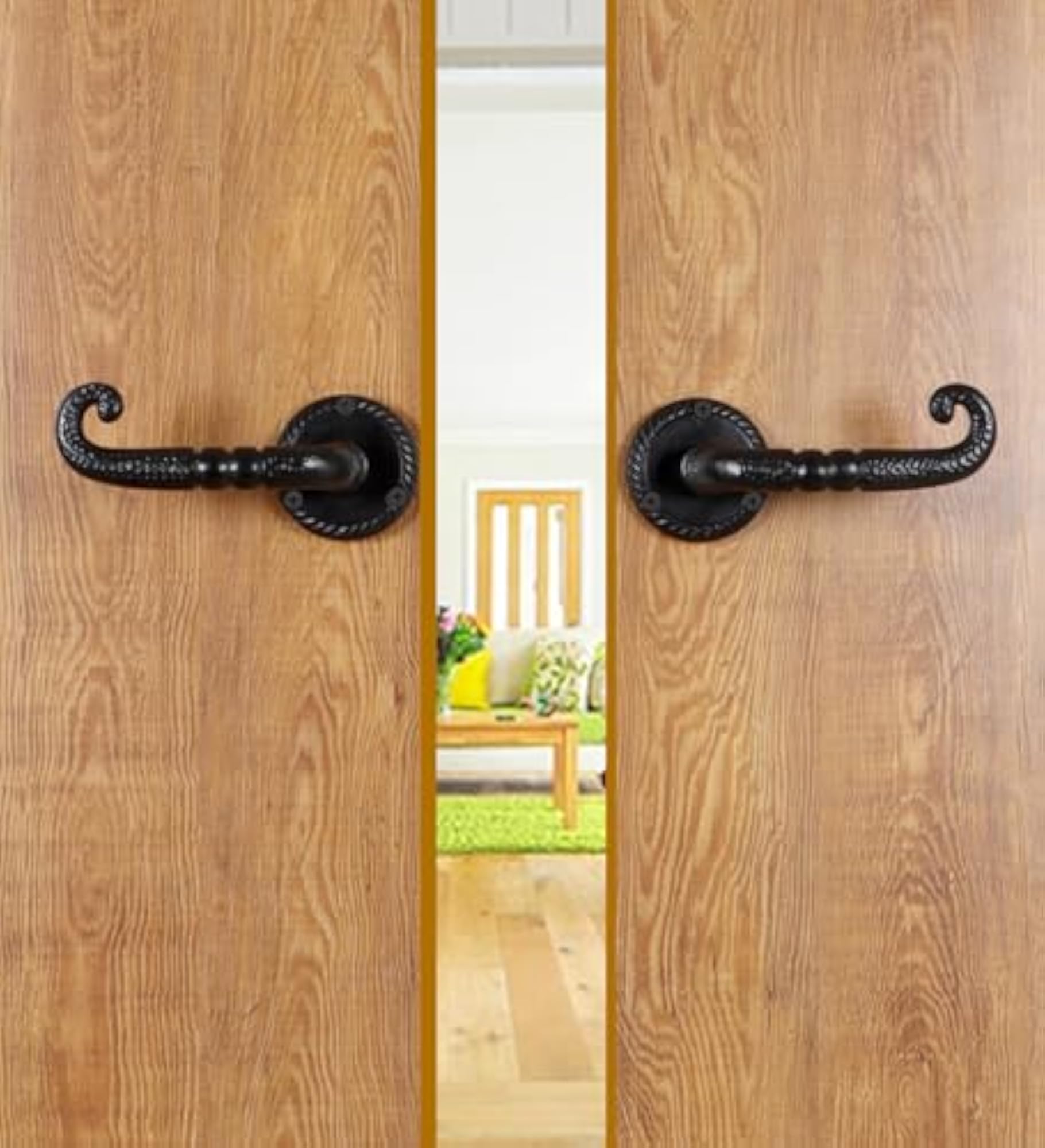 Wrought Iron Door Lever Handle Pair, Standard