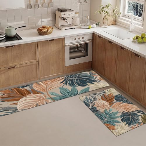 Alfombras cocina antideslizantes de diseño tropical para un suelo moderno en terracota 5