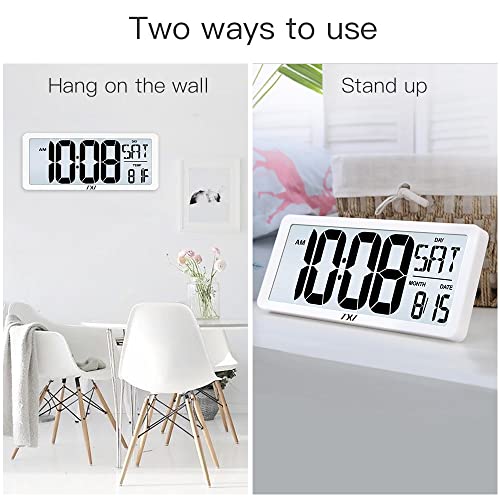 Txl Large Digital Wall Clock With Backlight, 14.17" Battery Operated Alarm Clock With Day, Date & Temperature, Jumbo Display Digital Count Up Down Timer Clock For Seniors, Home, Bedroom Office #TOP4