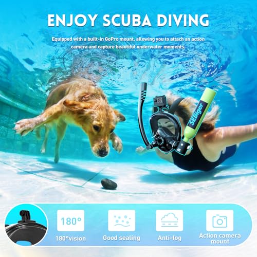 Máscara de snorkel con tanque de buceo mini 0.5L para respiración bajo el agua con máscara facial completa para agua poco profunda miniatura 2