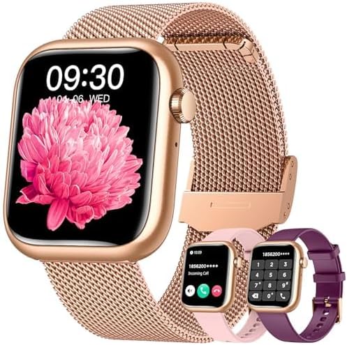 Amazon.com: Smartwatch for Women Android Fitness Tracker: Gold Smart ...