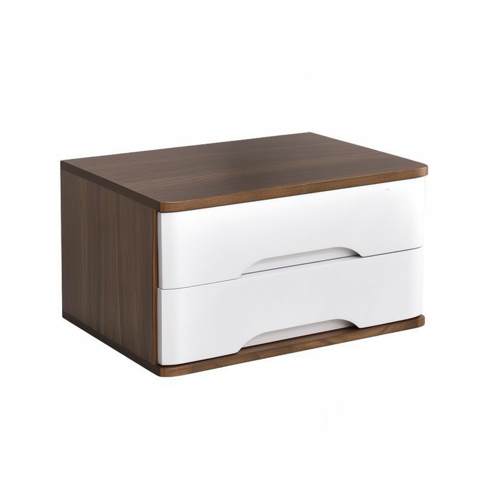 da Scrivania Cassettiera Organizer Contenitore Cassetti in Paulonia con Cassetti Sovrapposti Estraibili Adatto per Camera da Letto Scrivania Studio Spazio Piccolo, Noce + Bianco, 40 28 22CM