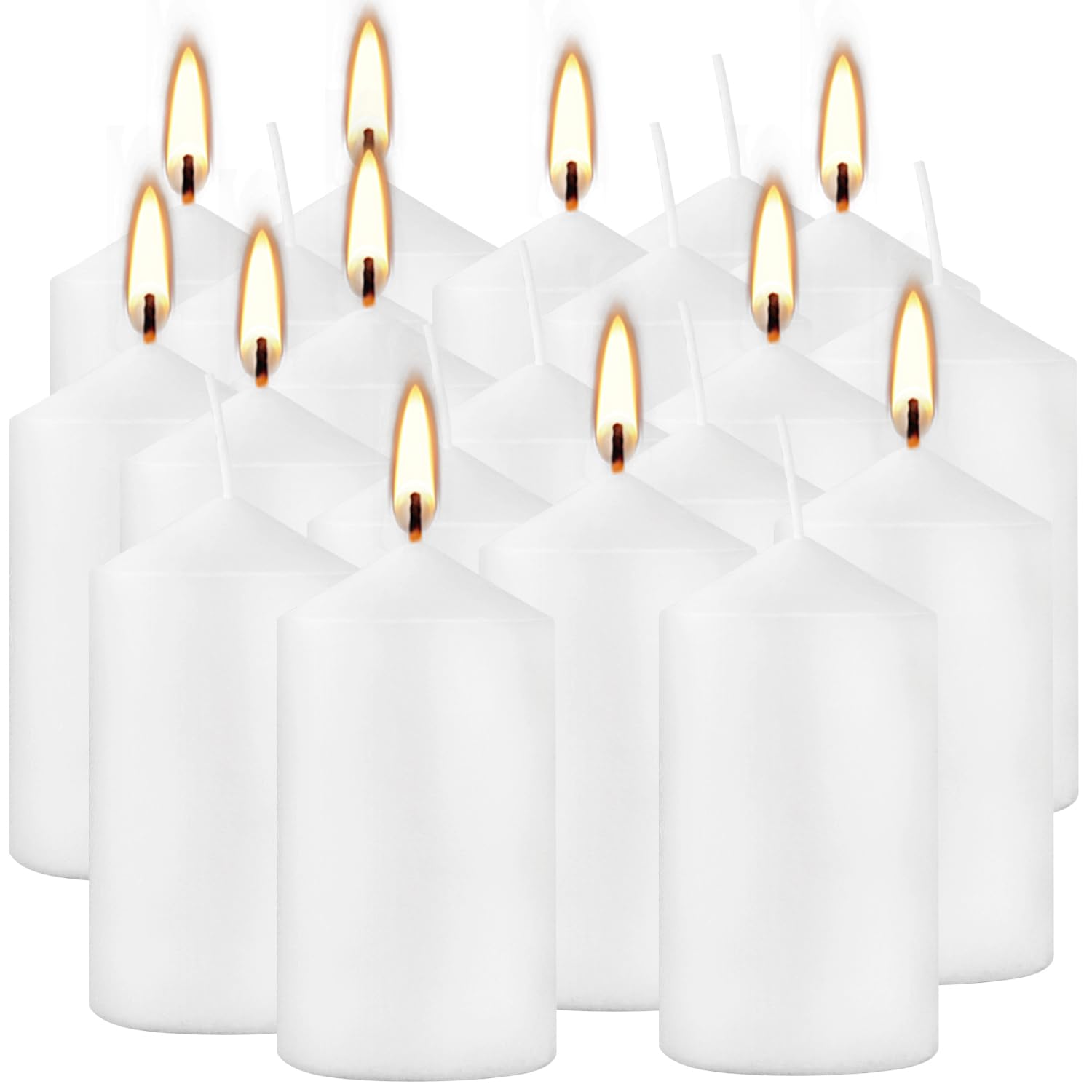 Lot De 8 Bougies Piliers Blanches DeinPack - 10 Cm X 5 Cm, Durée 15h, Sans Fumée, Pour Décoration