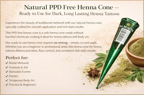 Pack de 6 conos naturales de henna sin PPD miniatura 2