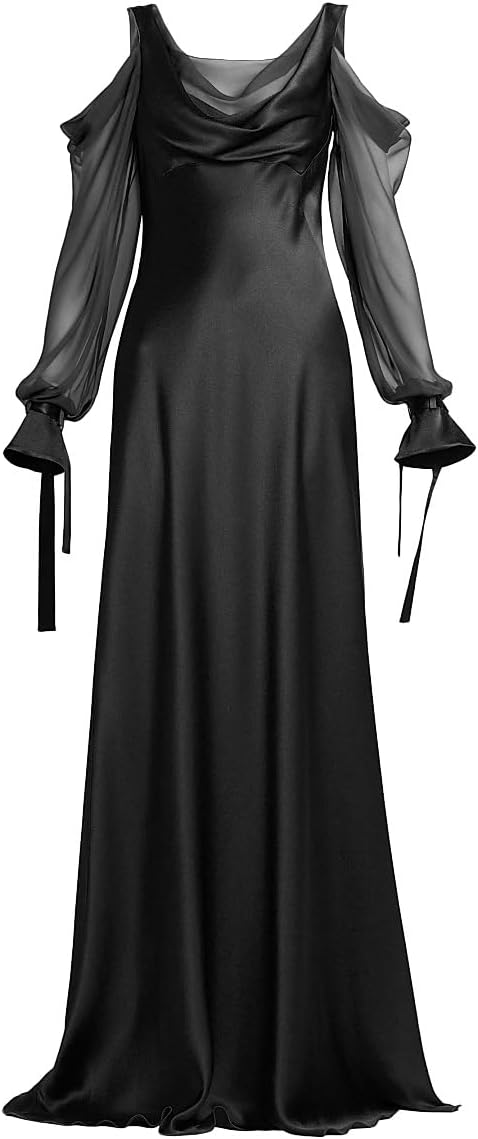 Alberta Ferretti silk draped cold-shoulder column gown black