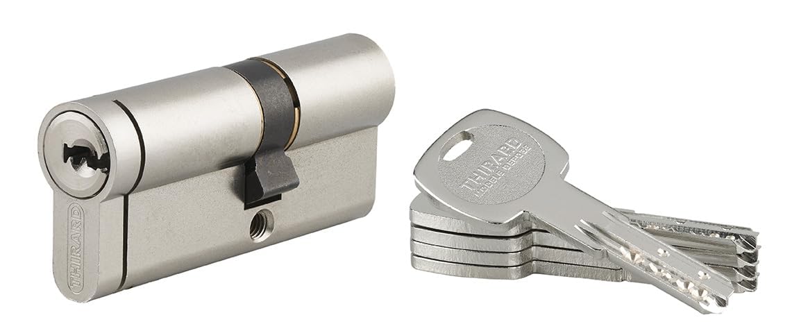 THIRARD - Cilindro di Serratura Doppia Entrata Transit 2 - Ottone - Uso Interno ed Esterno - 8 Perni - Anti-Strappo, Anti-Trapano, Anti-Scasso, Anti-Snap - 30 x 40 mm - Grigio | Protezione anti-strappo, anti-foratura, anti-grimaldello, finitura nichelata,