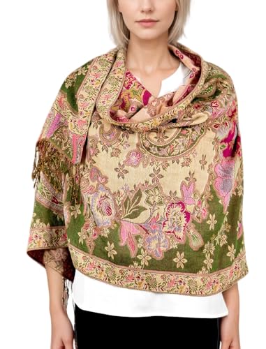 Achillea Elegant Paisley Floral Pashmina Shawl and Wrap – Boho Rave Scarf for Festival, Travel & Everyday Wear2