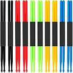 MUKCHAP Drum Sticks,10 Pairs 5A Nylon Drumsticks for Drum Set Light Durable Plastic Exercise Non-slip Handles Drum Sticks for Adults Musical Instrument Percussion Accessories,5 colors