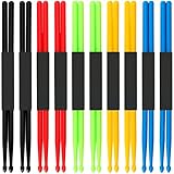 MUKCHAP 10 Pairs 5A Nylon Drum Sticks, Non-slip Plastic Exercise Drumsticks, Multi Color Drum Sticks for Instrument Percussion, Practice, Performance, Relaxation