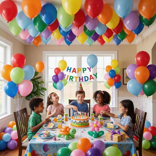 Wayfun 52pc Ballon Multicolore Anniversaire, 12 Pouces Multicolore Ballons de Baudruche, Ballons Anniversaire 10 Couleurs Ballon Gonflable Helium, Deco Anniversaire Baby Shower Mariage Graduation Fete – vue 5