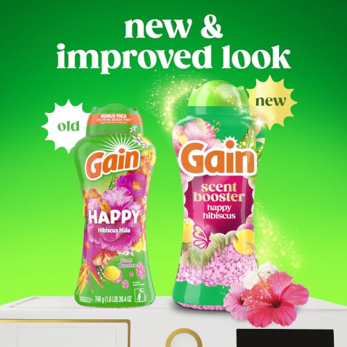 Gain In-Wash Laundry Scent Booster Beads Long-Lasting Fresh Scent Beads All Day Freshness and Odor Protection, Happy Hibiscus Scent, 24 oz (Packaging May Vary) - image 2