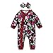 LJHH Bébé Filles Grenouillère Nouveau-né Combishort Combinaison+Bandeau 2PC à Manches Longues Barboteuse Imprimé Floral Pyjama Tenue Ensemble Papillon Body Filles Garçon VêTements Volants