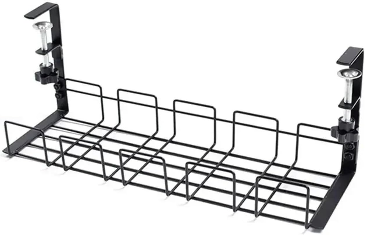 Under Table Storage Rack Metal Cable Management Tray Home Office Desk Wire Organizer No Punching Kitchen Storage Accessories