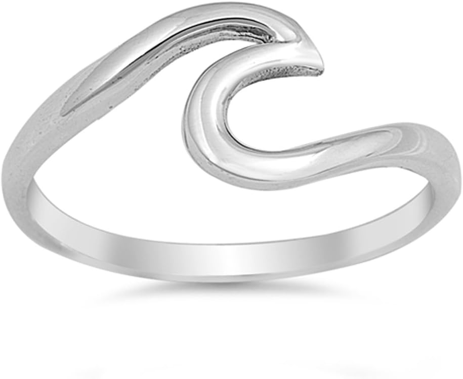 CHOOSE YOUR COLOR Sterling Silver Wave Ring