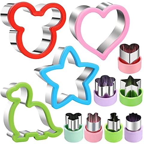 Sandwiches cookie Cutter set,Mouse & Dinosaur & Heart & Star Shapes Sandwich Cutters Cookie Cutters Vegetable cutters-Food Grade Cookie Cutter Stamps Mold Decorate Food Cover