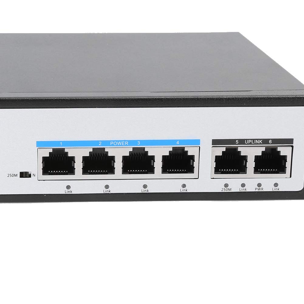 ASHATA Switch POE 6 Porte 100M, Alimentatore 26V, Spina UE, per
