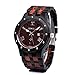 Bewell Wood Watches for Men Date Display Quartz Analog Lumious Pointers (Ebony and Red Sandalwood)