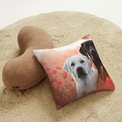 Housses de coussin velours côtelé labrador blanc déco maison 40cm - 8