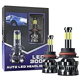3 Colors 9007/HB5 LED Headlight Bulbs 8 Sides 360° 300W 20000LM LED High & Low Beam /Fog Light...