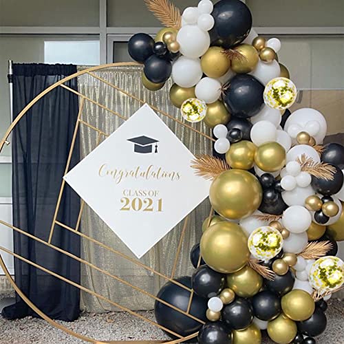 Olfantao 126Pcs Black And Gold Balloons Garland Arch Kit, Black Metallic Gold White And Gold Confetti Balloons With Balloon Strip For Graduation Anniversary Birthday Black Gold Party Decorations #TOP3
