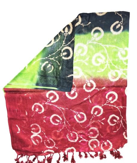 Image of Women Dupatta Multicolour Tie-Dye with Tassel