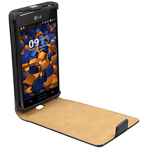 mumbi Etui z prawdziwej skóry z klapką kompatybilne z LG Optimus L7 etui skórzane Case Wallet, czarne