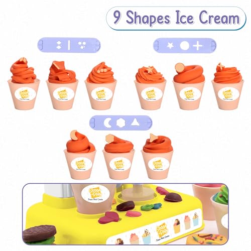 Image of Chanak Toys Play Dough Ice Cream Maker Set, Safe Non-Toxic Dough Ice Cream Maker Including 6 Color Dough Tubes Each 50g + 1(100gm) for Boys Girls, Above 3+ Age (White)
