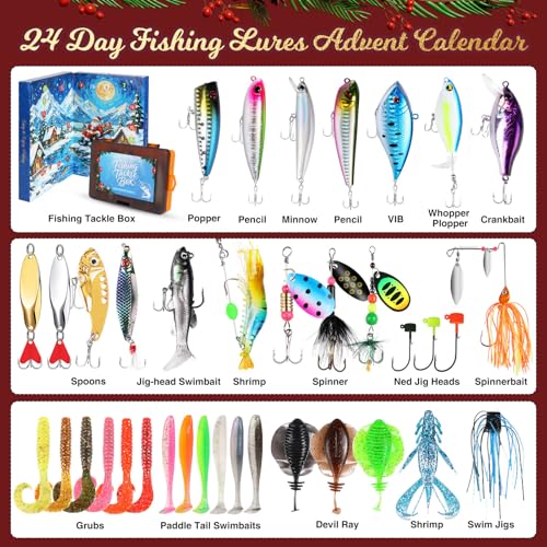 PLUSINNO Fishing Advent Calendar 2026 Fishing Lure Gift with Tackle Box — view 4