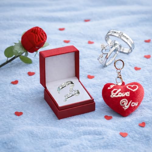 The Click India Valentine Gift for Boyfriend Girlfriend Husband Wife Girls Boys Lovers-King Queen Couple Ring with Ring Rose Valentine Special Valentine Day Gifts for Girls| Gifts for Women(3)