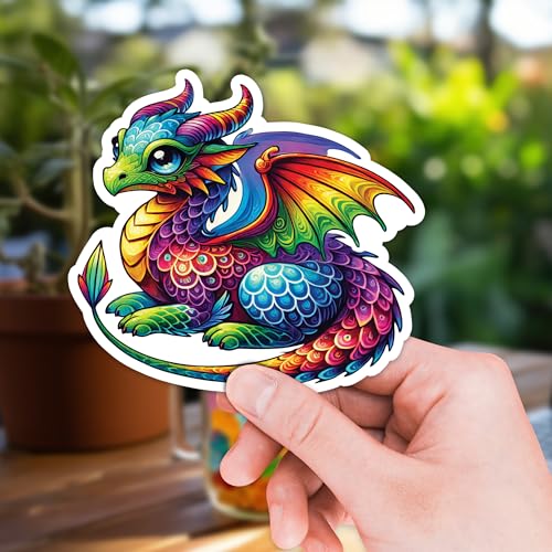 Image of Dragon Sticker 8 Pcs (Large Size) Vinyl Stickers Laptop Waterproof Decal for Car Bumper Water Bottle Notebook Phone Window Funny Party Birthday Decorations - Size 4 Inches