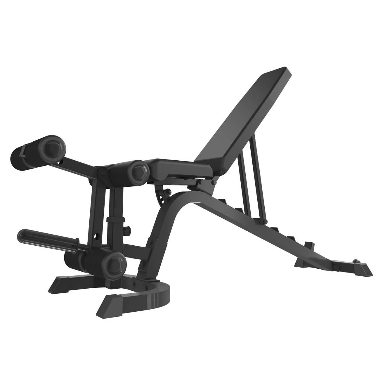 TOORX WBX 220 MULTIFIT Panca multiuso, ruote di trasporto, adattatore per utilizzo dischi in ghisa con foro ø 50 mm, Leg curl incluso